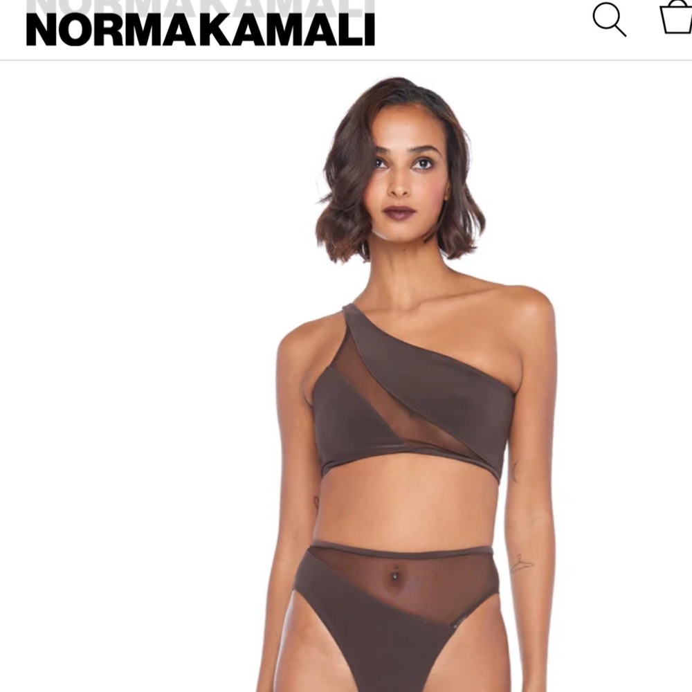 NWT snake mesh bra swimsuit One-Shoulder black TOP ONLY